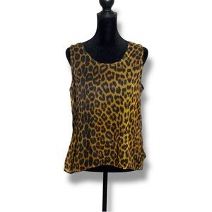 Working Girl Chic Leopard Print Sheer Tan and Black Breathable Flowy Tank Top